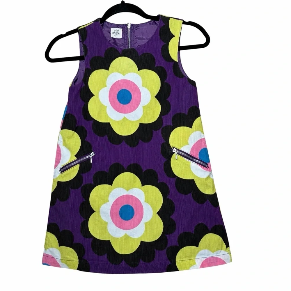 Mini Boden Retro Corduroy Sleeveless Dress 70s Style Size 7-8 Years
